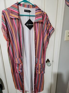 Women's Multicolor Striped Lightweight Duster